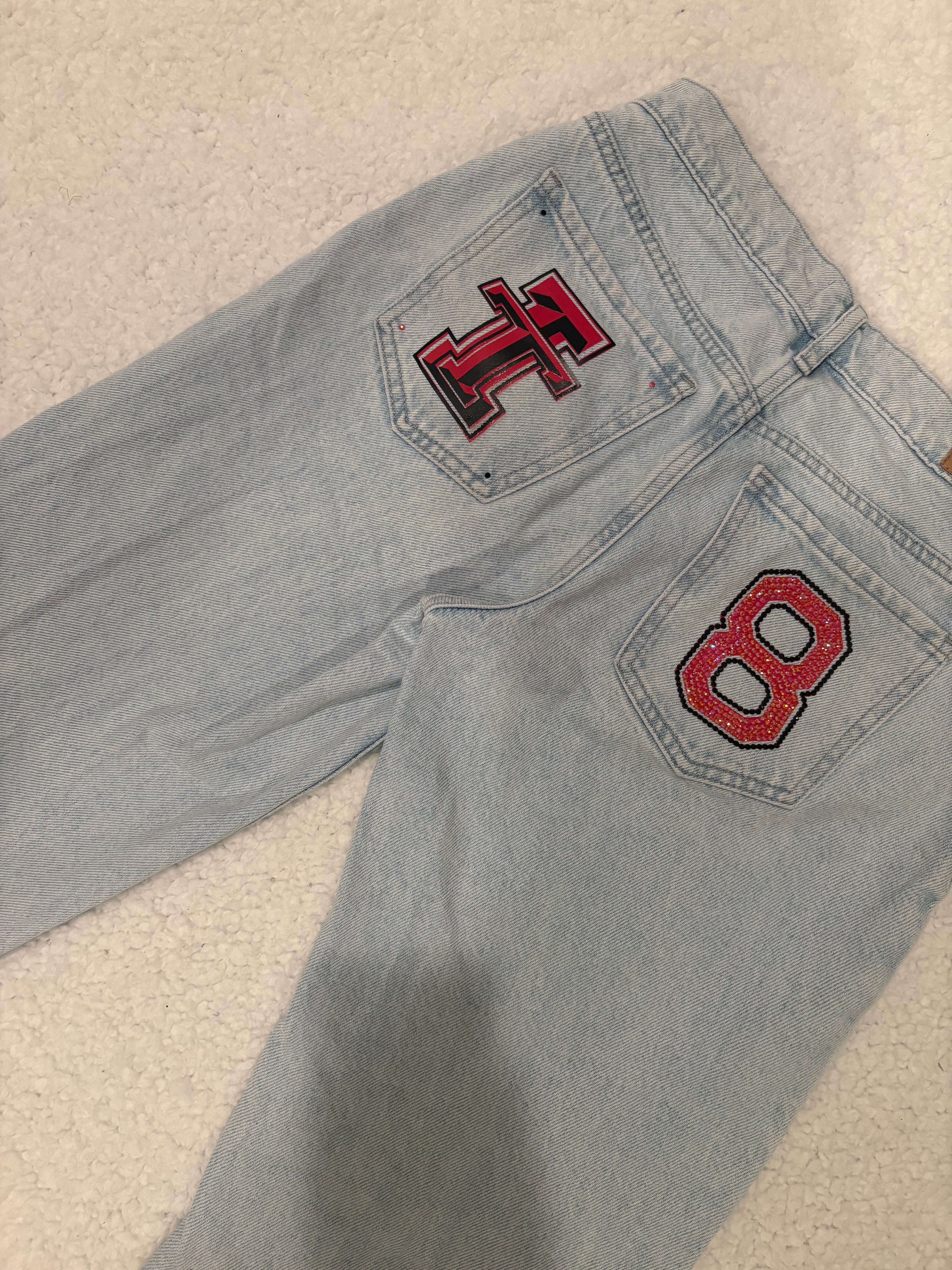 Custom Game Day Jeans - Customizable for any school and number