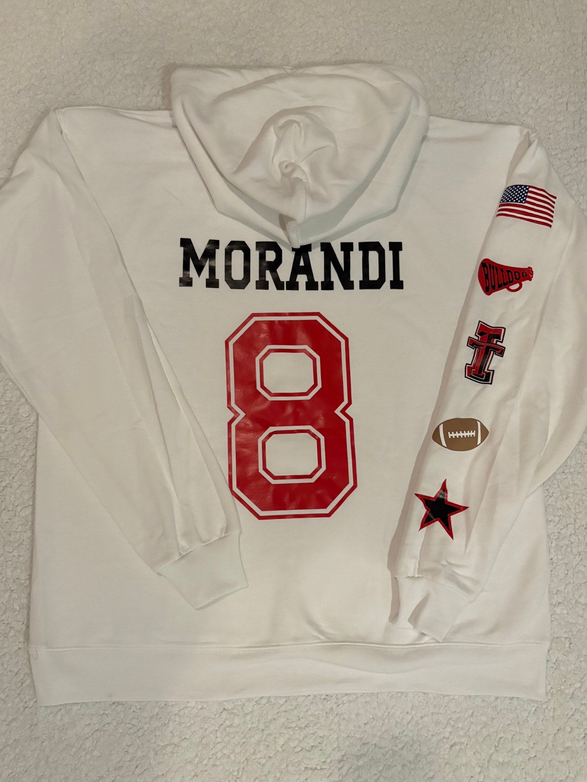 Custom Gameday Hoodie - Customizable for any school, sport, color, number, and name.