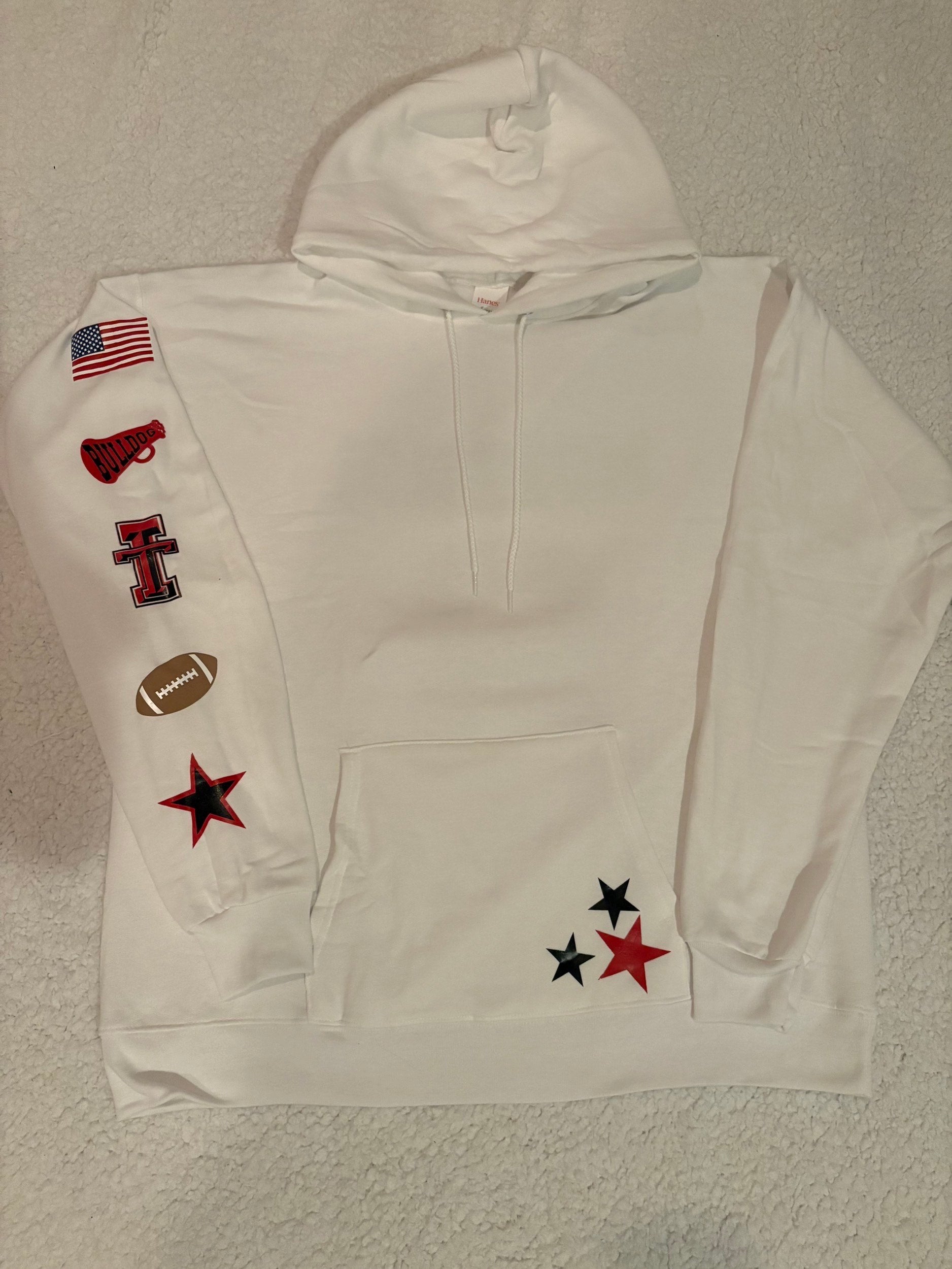 Custom Gameday Hoodie - Customizable for any school, sport, color, number, and name.